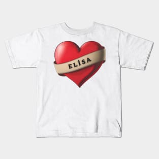 Elísa - Lovely Red Heart With a Ribbon Kids T-Shirt